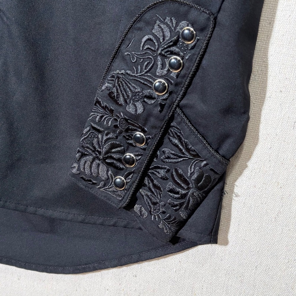 Scully Western Shirt Men Medium Black Floral Embroidered Snap Cowboy‎ Retro - Picture 6 of 8